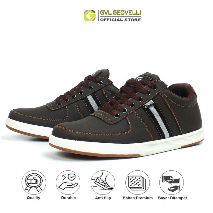 Gambar GVL Geovelli G-3100 Sepatu Snekers Coklat Pria Cowok Distro Bandung Kasual Shoes Casual Sneakers Black Kerja - Cokelat, 39 dari Geovelli undefined Tokopedia