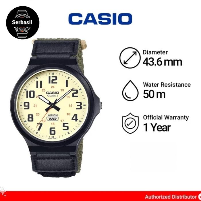 Gambar Jam Tangan Pria Casio MW-240B-3B Green Nylon Band dari Serbasli undefined Tokopedia