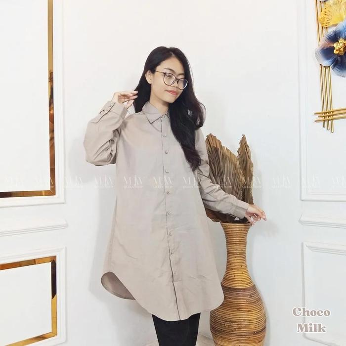 Gambar KEMEJA TUNIK KAMILA KATUN POPLIN PREMIUM - Mav Queen Shop / Kemeja Wanita / Atasan Wanita / Kemeja Formal / Kemeja Kantor / Kemeja Panjang / Kemeja Pendek / Atasan Blus / Kemeja Polos / Formal Wear / Women Clothing / Tunik - Choco Milk dari Mav_queenshop undefined Tokopedia