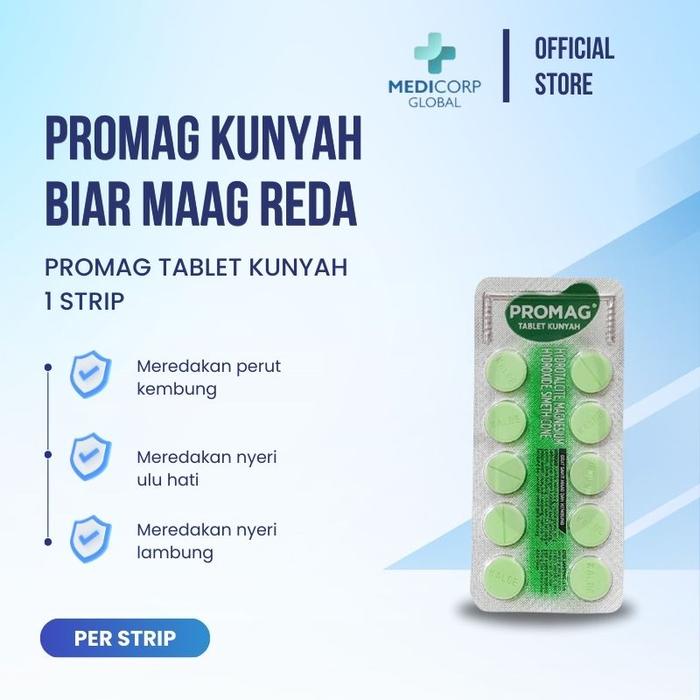 Gambar Promag obat maag kunyah asam lambung mual kembung per strip 10 tab dari Medicorp Global undefined Tokopedia