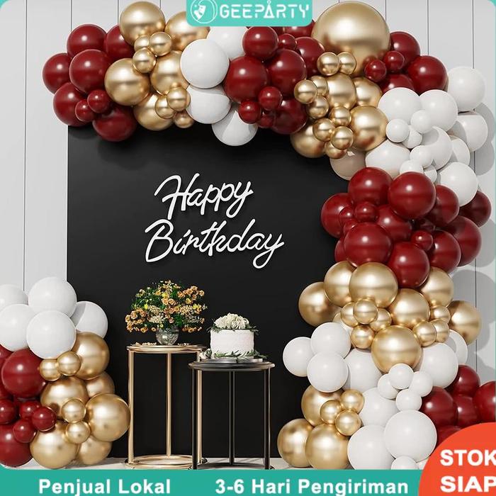 Gambar 131 Pcs Ruby Merah Emas Kit Lengkungan Balon Lateks untuk Dekorasi dari Kiiwstone undefined Tokopedia