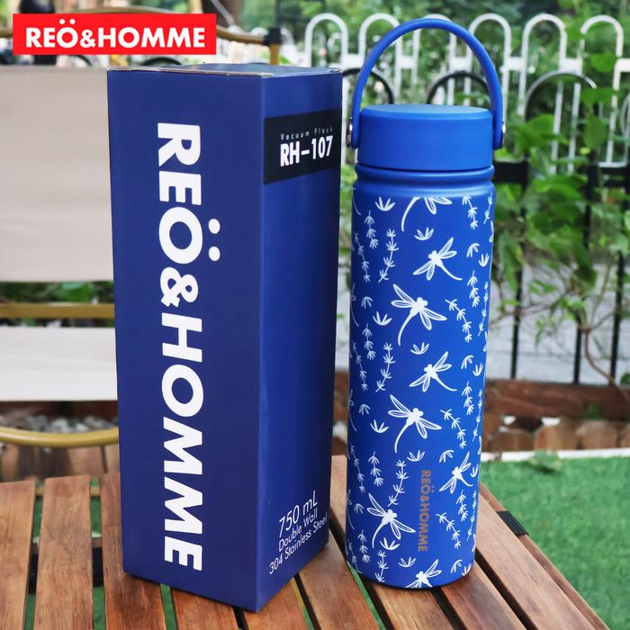 Gambar Reo&Homme Tumbler Stainless Motif 3D Printing 750ML Botol Minum Tahan Panas & Dingin dengan Handle RH-107 Leakproof - Cobalt Blue dari Reo & Homme Living undefined Tokopedia