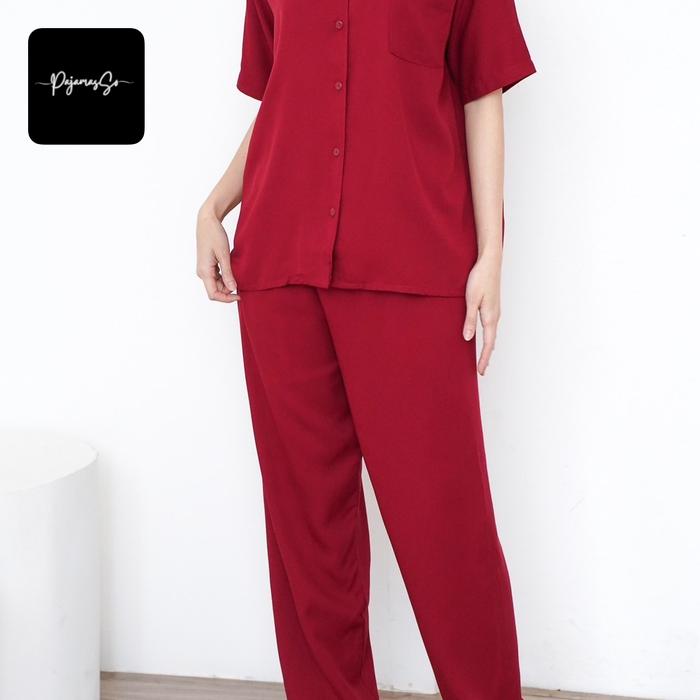 Gambar PajamasSo- Piyama Malam Aimi setelan Celana Panjang (CP) - Maroon dari PajamasSo undefined Tokopedia