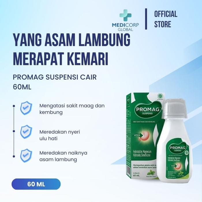 Gambar Promag suspensi cair obat maag asam lambung kembung mual muntah 60 ml dari Medicorp Global undefined Tokopedia