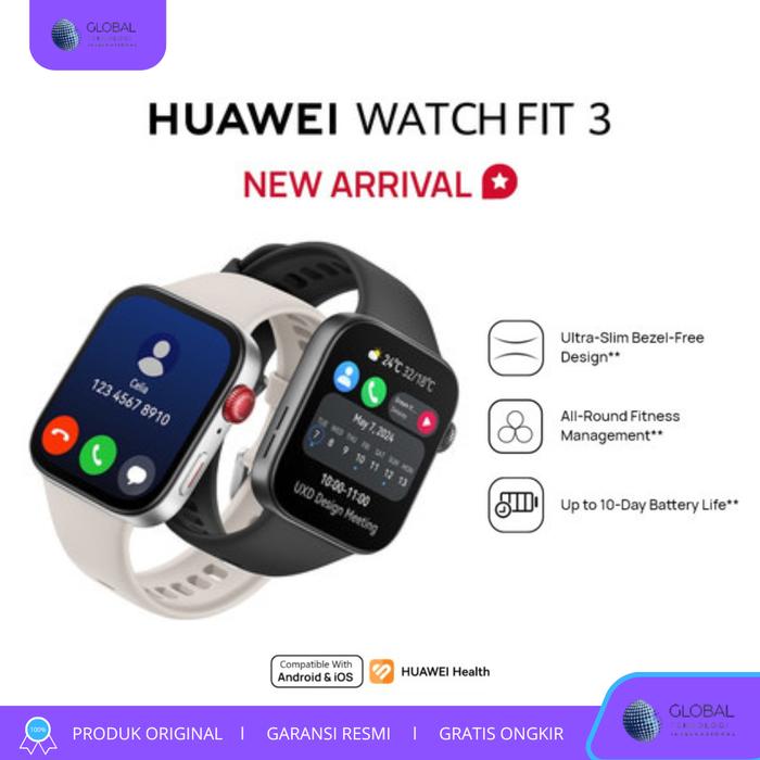 Gambar Huawei Watch Fit 3 Smartwatch | 1.82" Ultra-slim | 10 Days Battery - Garansi Resmi - Pink dari Global Teknologi Internasional undefined Tokopedia