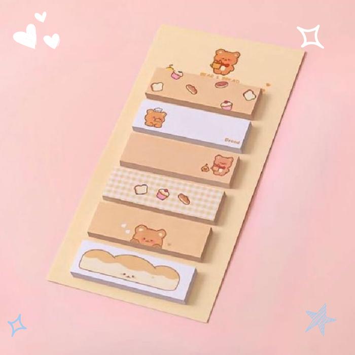Gambar Sticky Notes Kekinian 6IN1 Pembatas Buku Penanda Catatan isi 120 PCS - Cream dari lieboy stuff undefined Tokopedia