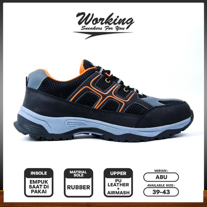 Gambar Sepatu Hiking Pria Sneakers WORK G-23 Olahraga Outdoor Gunung Adventure Anti Slip Sport Shoes Hitam - ABU, 39 dari Nieva Fashion Shop undefined Tokopedia