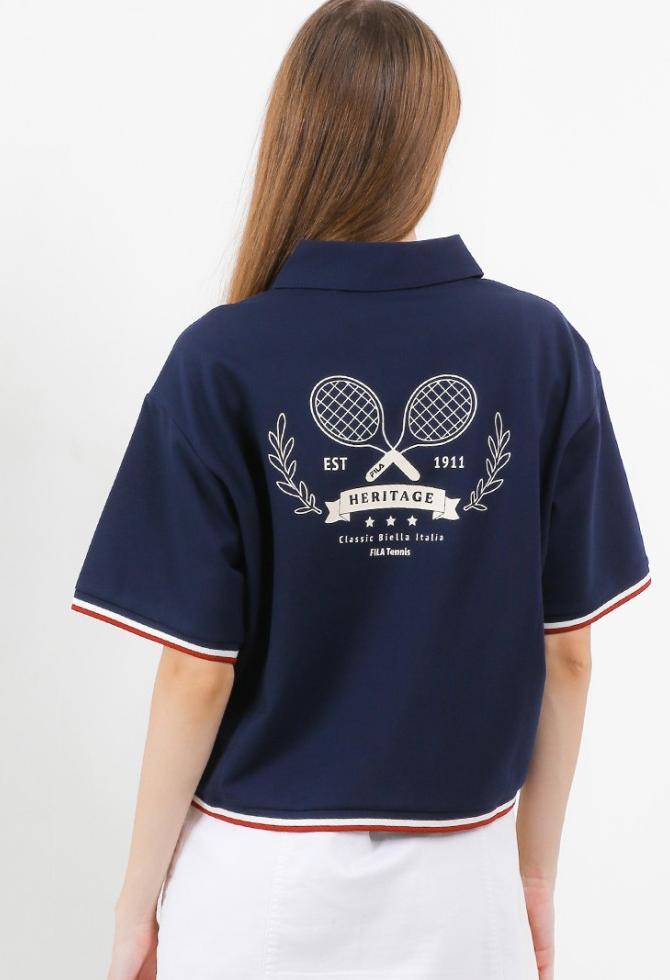 Gambar [PROMO] - FILA TENNIS HERITAGE POLO OVERSIZE NITA ZIRENA - NAVY - M dari hamsterrr undefined Tokopedia