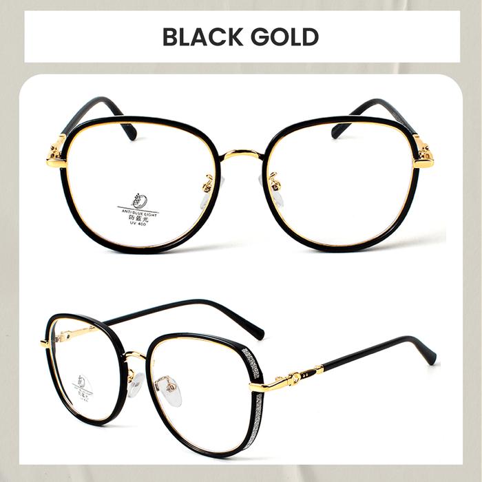 Gambar Kacamata Anti Radiasi Blueray Photocromic Minus Baca Frame Geometric Bulat Fashion Pria Wanita Berrybarton 23034 - Black Gold , Frame Only  dari berrybarton.kacamata undefined Tokopedia