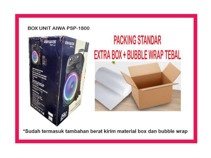 Gambar SPEAKER WIRELESS PORTABLE SOUND AMPLIFIER 18 INCH - 4 MIC - JAPAN GENUINE BRAND - AIWA PSP1800 - Packing standar dari EtalaseBelanja Store undefined Tokopedia