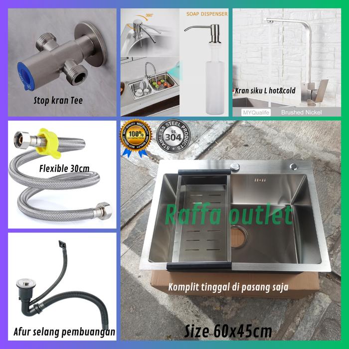 Gambar kitchen sink/bak cuci piring thsink 6045/sink stainless - hm kran siku L dari Raffa Outlet undefined Tokopedia