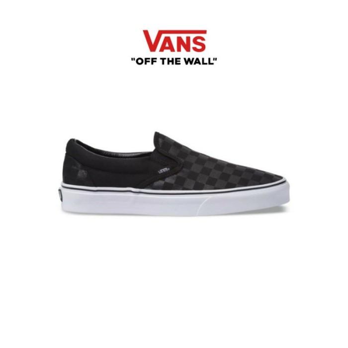 Promo Vans Slip On Checkerboard Black Black 42 Kota