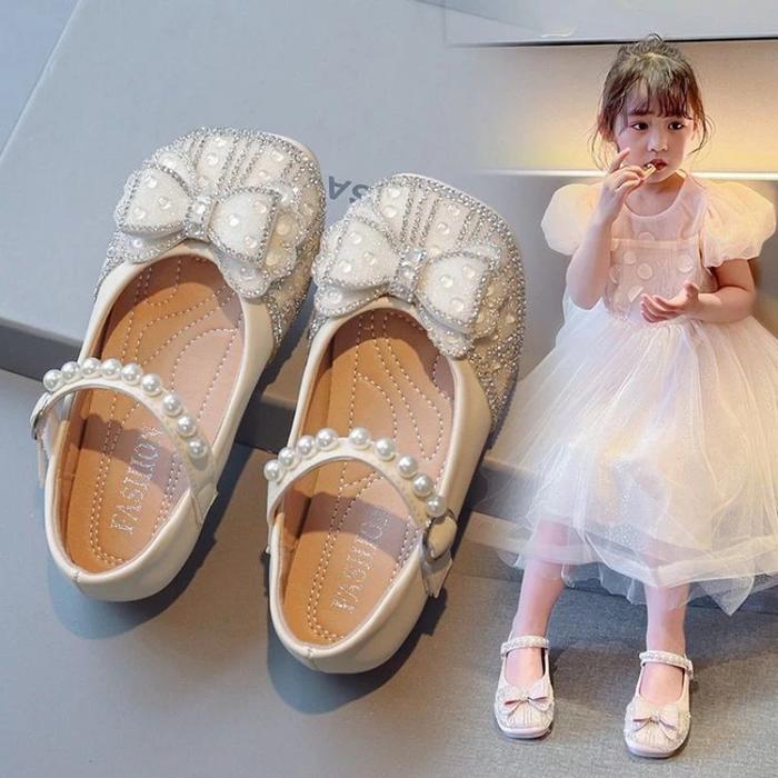 Gambar 21-36 FULL TWINKLING RIBBON PARTY SHOES SEPATU PESTA ANAK PEREMPUAN - CREAM JINJU, 26-30 dari Babyfamilycare undefined Tokopedia