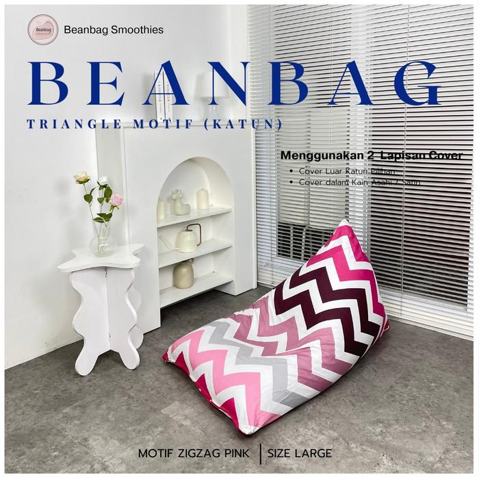 Gambar BeanBag Triangle Plus ISI Size L Dewasa Motif Kubus grey Premium Adem - Zigzag Pink, Size L dari Beanbag.smoothies undefined Tokopedia