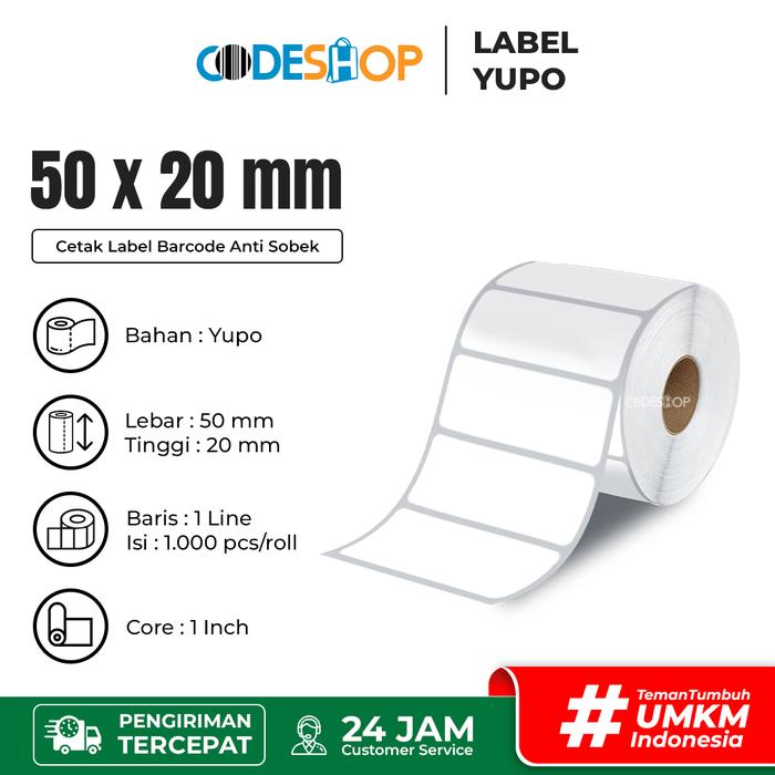 Gambar Label Yupo 50x20 mm Stiker Printer Barcode Citizen Honeywell dari Codeshop Indonesia undefined Tokopedia
