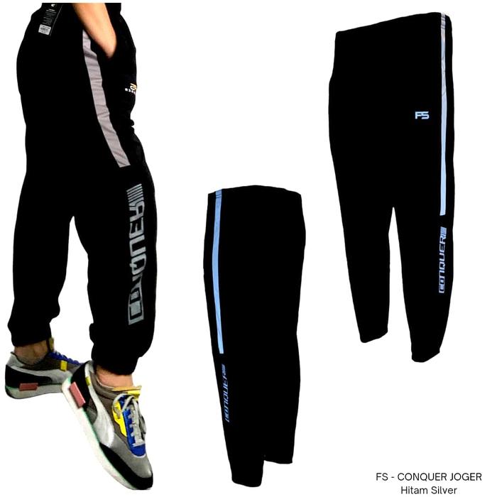 Gambar Frasser Celana Training Joger Zipper Pria Wanita Jogger Olahraga Trening Panjang Running Sweatpants Premium Original CLTRN 09 - CONQUER HSILVER, M dari Frasser undefined Tokopedia