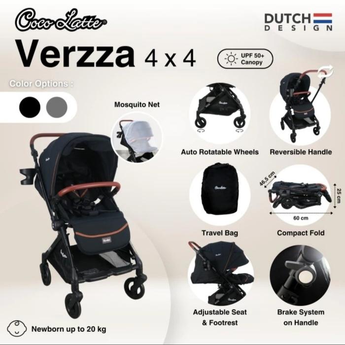 Gambar Stroller Cocolatte Verzza Stylish Compact Reversible Handle Premium - Black dari Studio Dua Delapan undefined Tokopedia