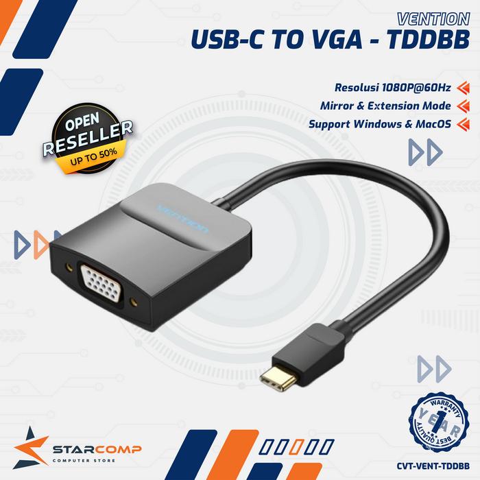 Jual Vention TDD Adapter Converter Type C to VGA for Mac OS