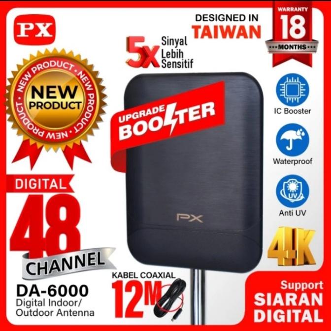 Gambar Antena TV Digital Indoor Outdoor PX DA-6000 Antenna Booster DVBT2 4K - Hitam dari Irama Baru Elektronik undefined Tokopedia