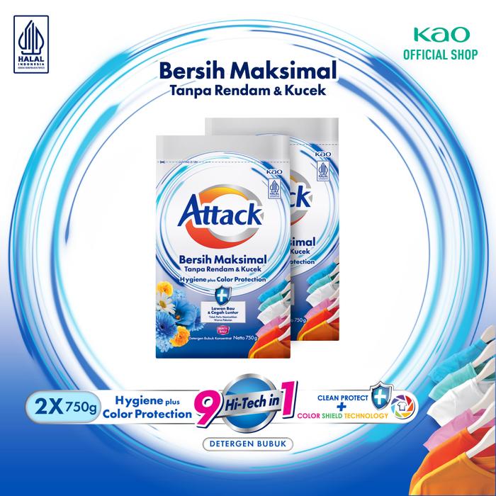 Gambar Attack Hygiene Plus 750gr Twinpack - Deterjen Bubuk Untuk Mesin Cuci dari KAO Indonesia undefined Tokopedia