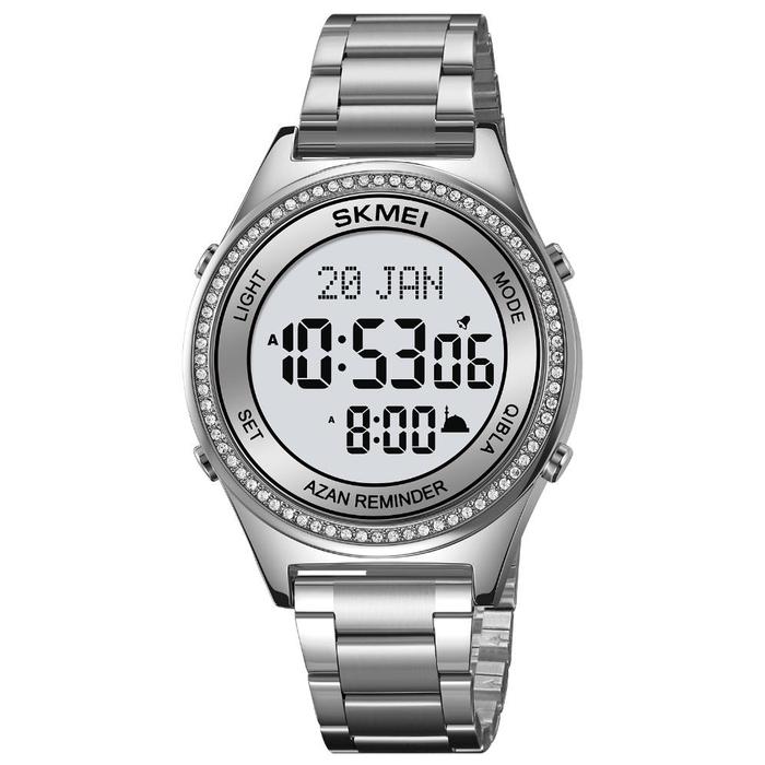 Gambar SKMEI 2168 Jam Tangan Pria Wanita Digital Muslim Kiblat Anti Air 3 Bar - Silver Putih dari F And S undefined Tokopedia
