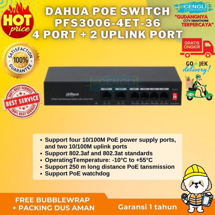 Gambar Dahua Switch Poe 4 Port DH-PFS3006-4ET-36 4Poe ports + 2 uplink ports - PFS3006-4ET-36  dari Cengli Store undefined Tokopedia