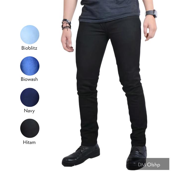Gambar Celana Jeans Pria Slim Fit Panjang Hitam - Random dari dmcollectionstore undefined Tokopedia