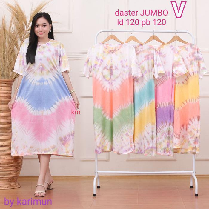 Gambar Daster Kaos Jumbo lengan pendek baju tidur wanita panjang murah - jumbo V dari moginta_NEW undefined Tokopedia