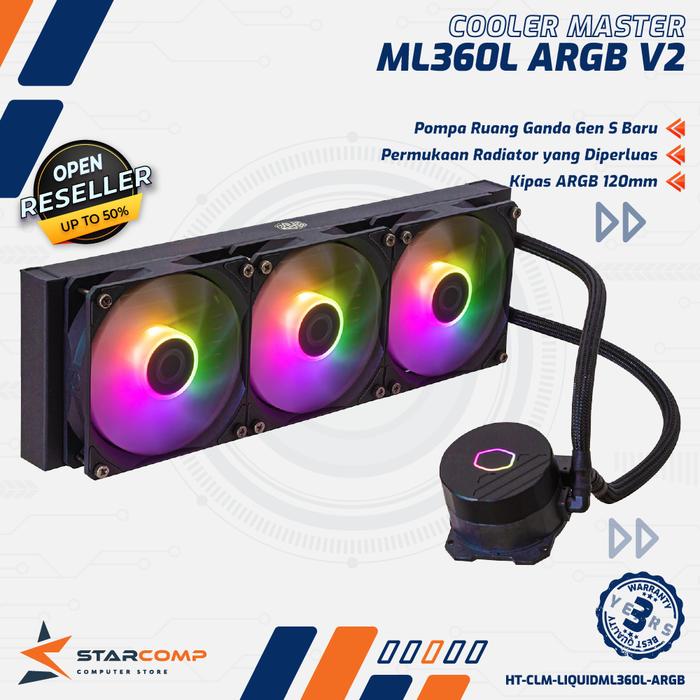 Gambar MASTERLIQUID ML360L ARGB V2 CPU Cooler Liquid Fan AIO 360mm dari Starcomp Origin undefined Tokopedia