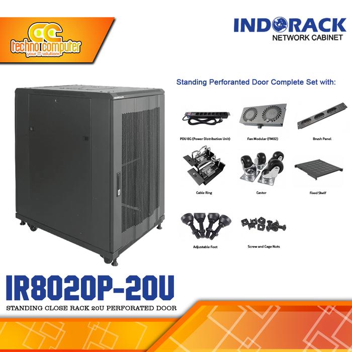 Gambar INDORACK IR8020P-20U - Standing Close Rack 20U Depth 800mm Perforated Door 19Inch dari Techno Computer Bali undefined Tokopedia