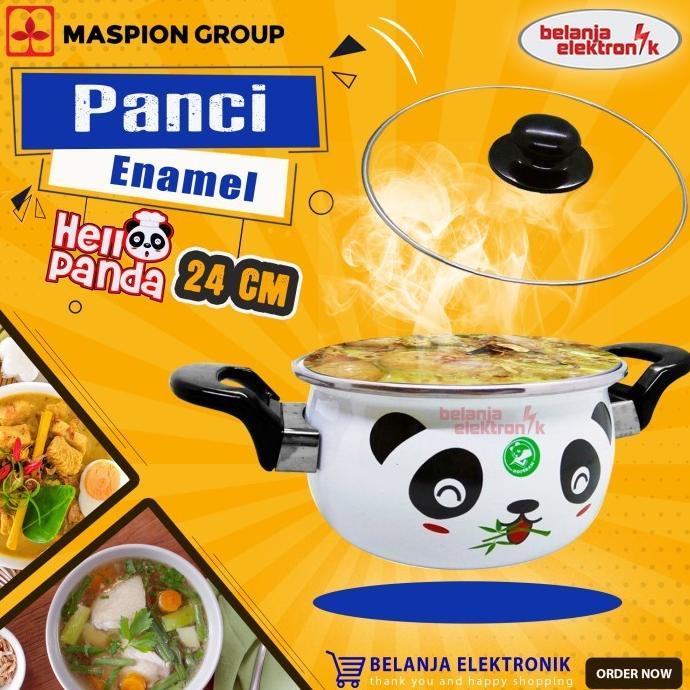 Gambar PROMO! MASPION PANCI ENAMEL HELLO PANDA 24 CM + TUTUP KACA dari dindaauliaaa undefined Tokopedia