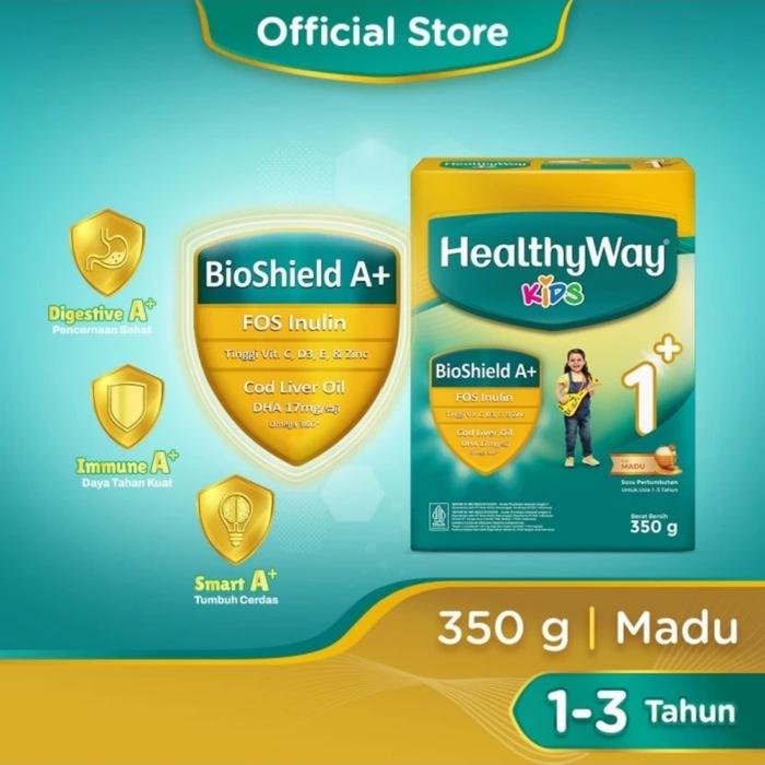 Gambar Susu HEALTHYWAY KIDS (BIOSTIME) KIDS 1+ MADU, 350GR, susu Healthy Way kids + BIOSHIELD A+ (FOS INULIN, OMEGA, DHA, COD LIVER, VIT C, D3, E dan ZINC) dari Avelyn Co. undefined Tokopedia