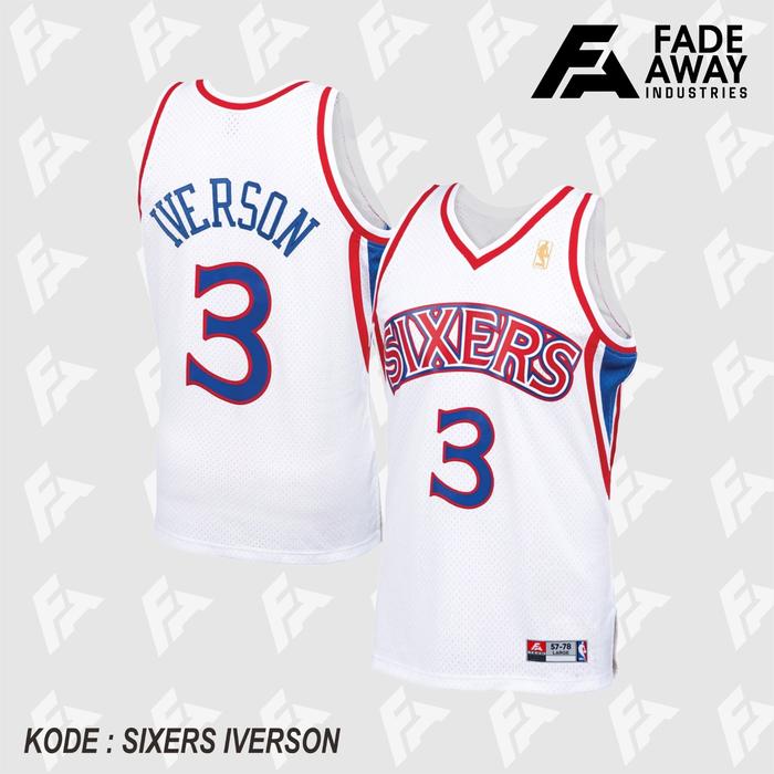 Promo JERSEY BASKET NBA ALLEN IVERSON #3 PHILADELPIA 76ERS [SIXERS] PUTIH  Putih, S di Mevel Tokopedia