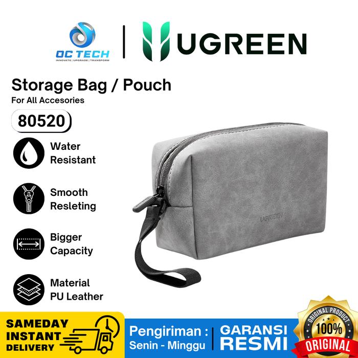 Gambar Pouch Aksesoris HP Charger Make up Tas Travel Pouch Organizer Storage Bag Aksesoris Headset Charger Mini Pouch Leather WaterProof Original Ugreen - darkgrey-80520 dari OC Tech undefined Tokopedia