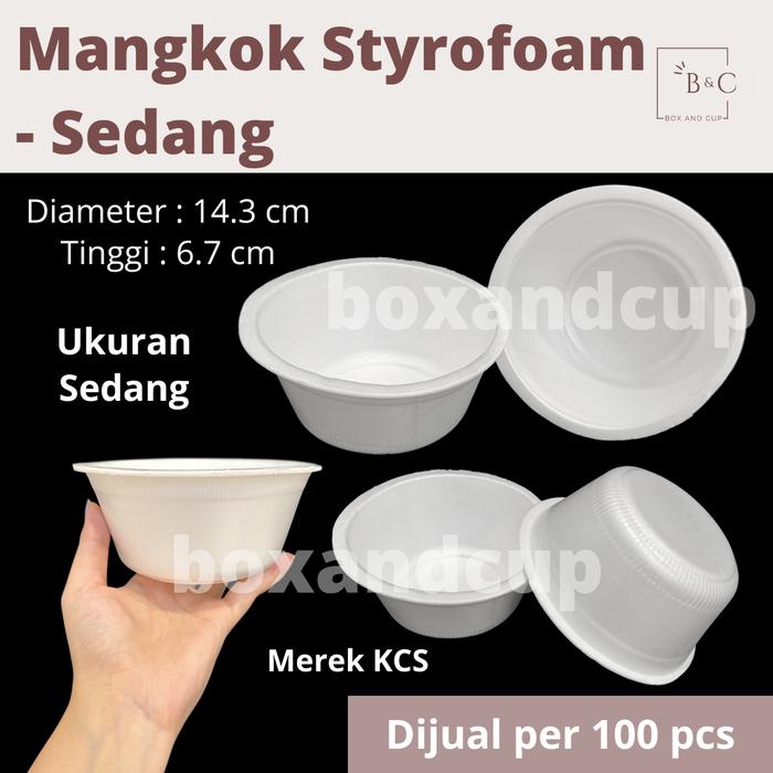 Gambar [1 BALL] Sterofoam / Styrofoam / Gabus Makanan / Dus Foam / Mangkok Tempat Sup, Mie, Bakso, Nasi, Sayur Ukuran Besar, Sedang, Kecil - Mangkok Sedang dari Box and Cup undefined Tokopedia