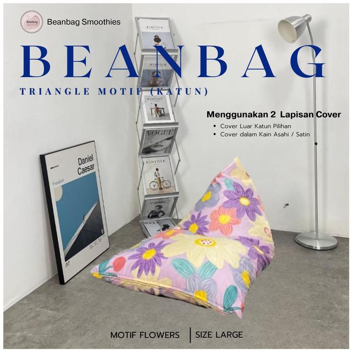 Gambar Bean Bag Triangle Plus ISI Size L Dewasa Motif Zen Coklat Premium - FLOWERS MOTIF, Size L dari Beanbag.smoothies undefined Tokopedia