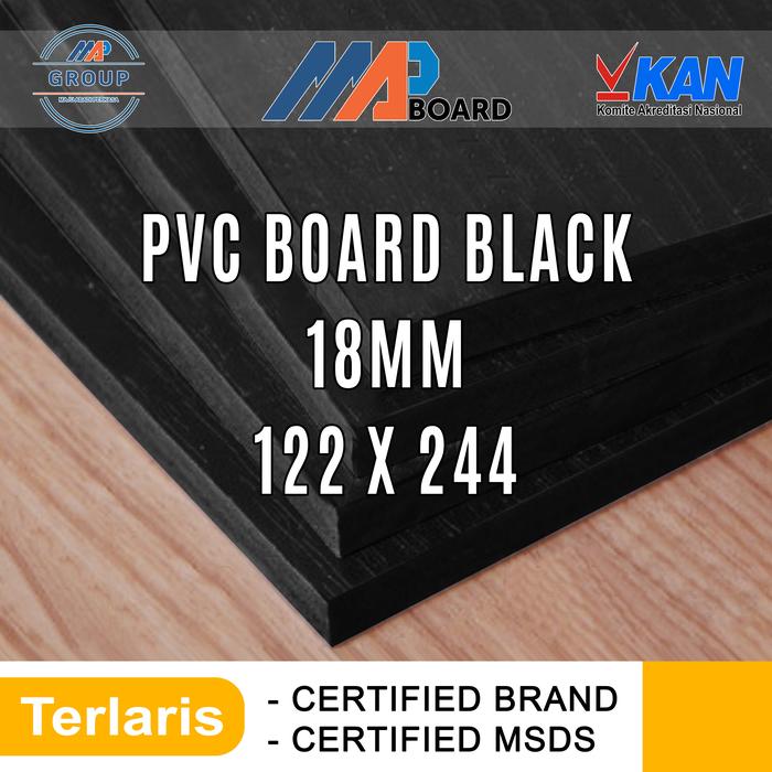 Jual Lembran PVC Foam Board Black / MAP Board HItam 18MM Ukuran 122x244