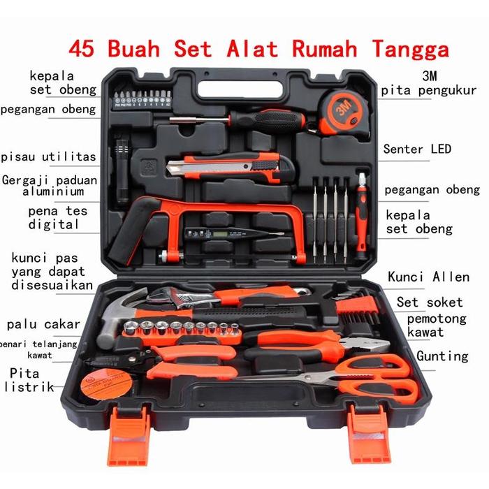 Gambar Hand Toolset Tool Kit Set Toolkit Toolbox Tool Set Tool Box - 45 buah set dari G L O B A L - O T O M O T I F undefined Tokopedia