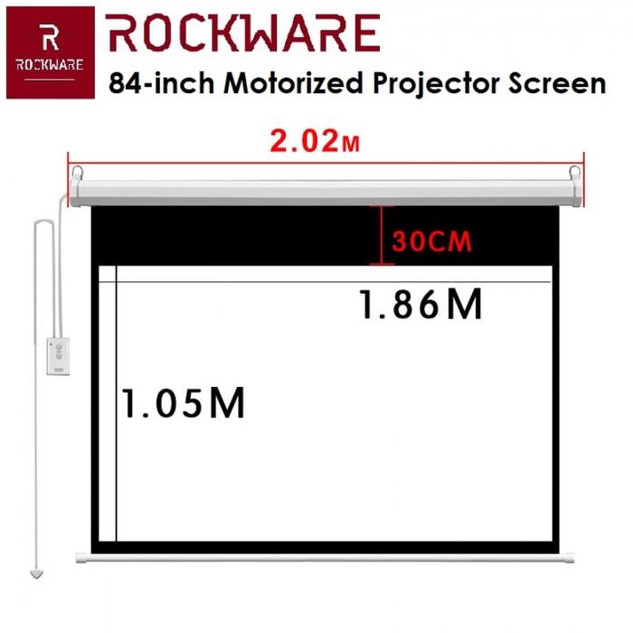 Gambar ROCKWARE Layar Proyektor Motorized Gulung Otomatis 100 120 150 180 inc - RW-RSP006 84" dari Grosir House 88 undefined Tokopedia