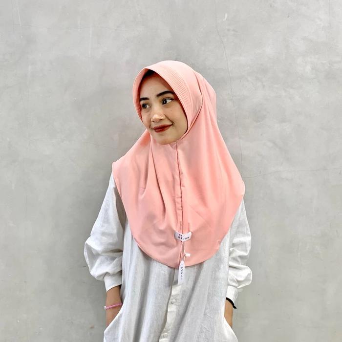 Gambar bergo hamidah by Hijab Kenan size M - peach dari Batik Kenken undefined Tokopedia