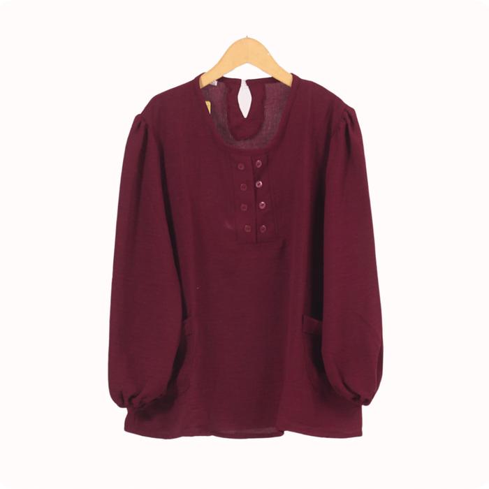 Gambar Blouse Fashion Atasan Kemeja Tunik Anak Perempuan 6-15 Tahun - Blus50 Maroon, M dari Kimchan Shop undefined Tokopedia