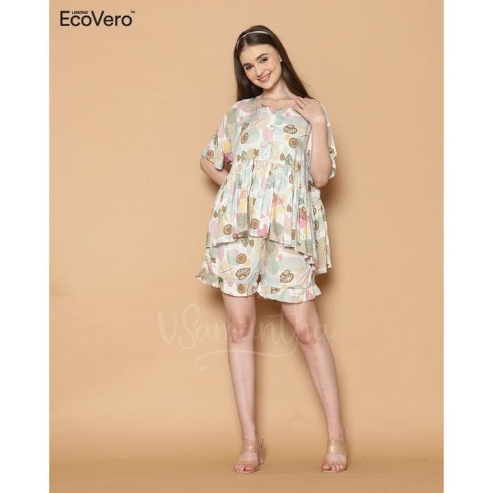 Gambar ASLI vSamantha - Pajamas/Piyama One Set Ecovero Ruffle Yoshi Coksu - Coksu dari fanisahi undefined Tokopedia