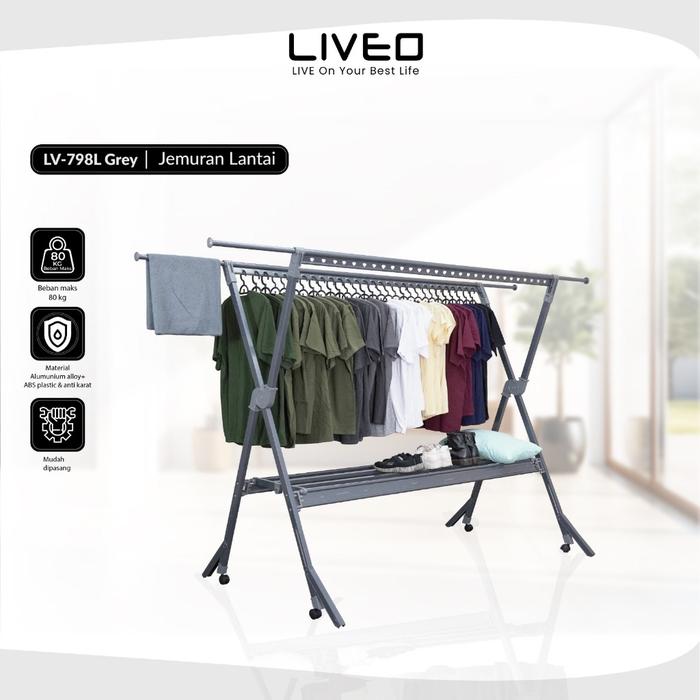 Gambar Jemuran Lipat Lantai Baju Liveo LV-798 / Liveo Double Pole Telescopic - GREY dari ANUGRAH JAYA Furniture88 undefined Tokopedia