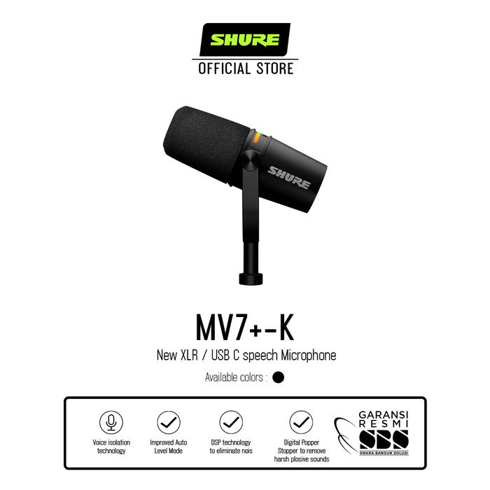 Gambar SHURE MV7+ NEW XLR/USB SPEECH MICROPHONE - Hitam dari Shure Indonesia Official Store undefined Tokopedia