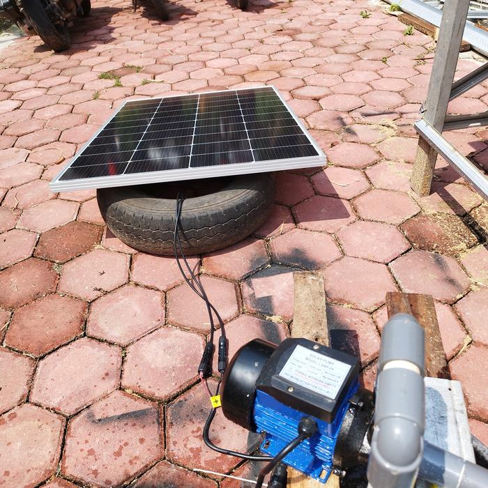 Asya Power Paket Pompa DC Tenaga Surya 180W Sumur Dangkal Max Head 12M Debit 4 Kubik/jam dengan Solar Panel 200Wp & Kabel 15 Meter