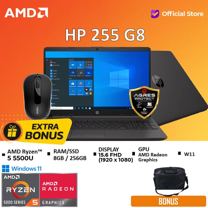 Gambar HP 255 G8 RYZEN 5 5500U 8GB / 16GB 256SSD / 512SSD W11 15" FHD SLIM - 8GB / 256SSD, Tanpa Antigores dari AMD Official Store undefined Tokopedia