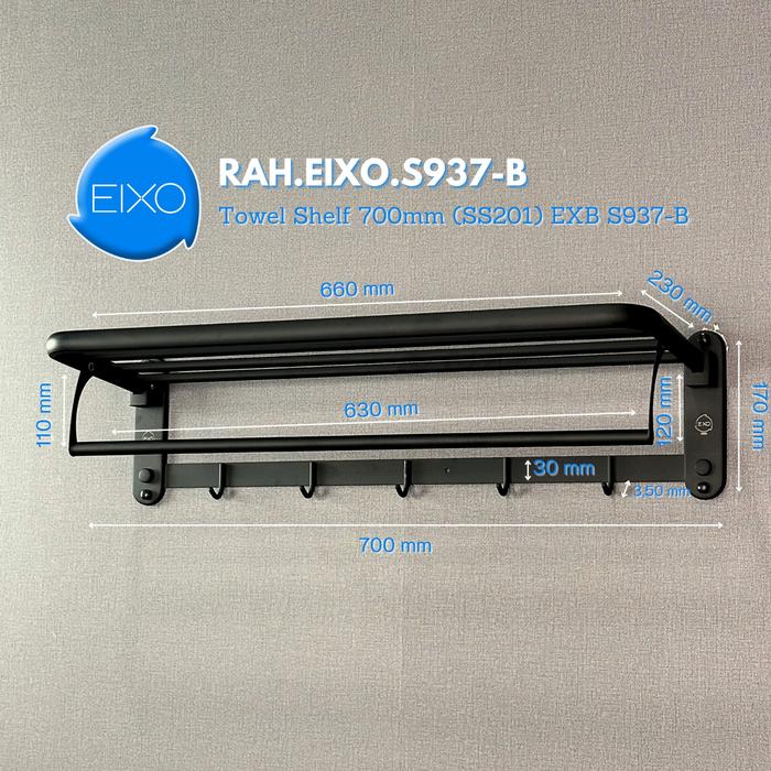 Gambar EIXO BUFALO Black Towel Shelf Rak Gantungan Handuk Lipat Hitam 70 cm - EXB S937-B dari EIXO ID undefined Tokopedia