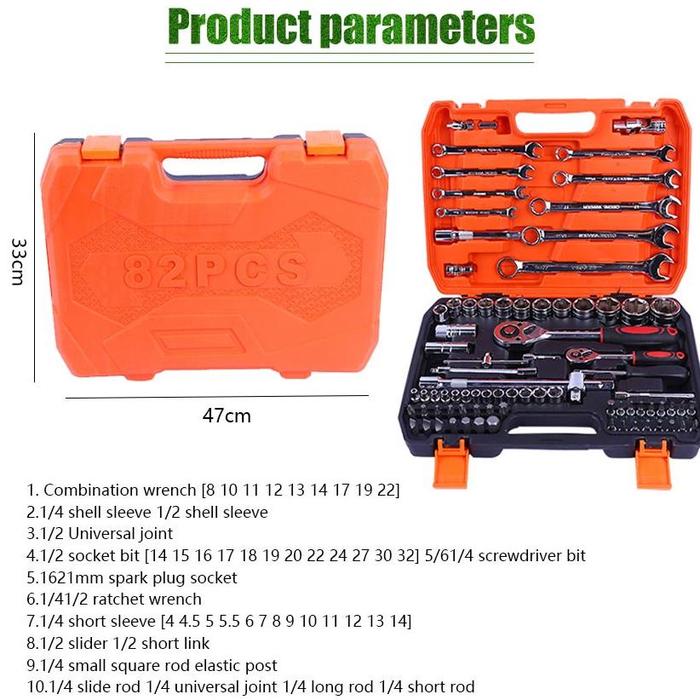 Gambar 82Pcs KUNCI SOCK SET Tools set / Tool set Hand socket set Tool set - 82Pcs/Set dari G L O B A L - O T O M O T I F undefined Tokopedia