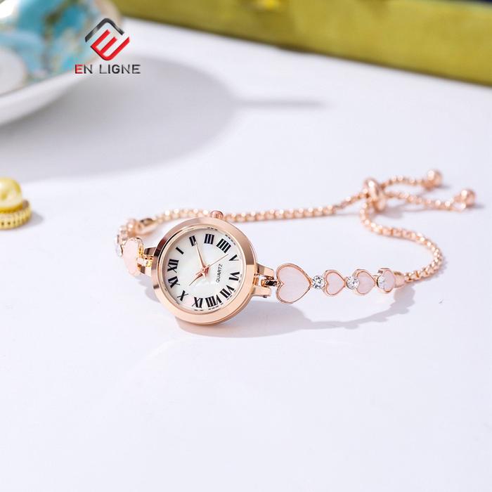 Gambar EN LIGNE - Jam Tangan Wanita Tali Serut Love Bulat Kecil Romawi  el777ROMA - Rose Gold dari En Ligne Official undefined Tokopedia