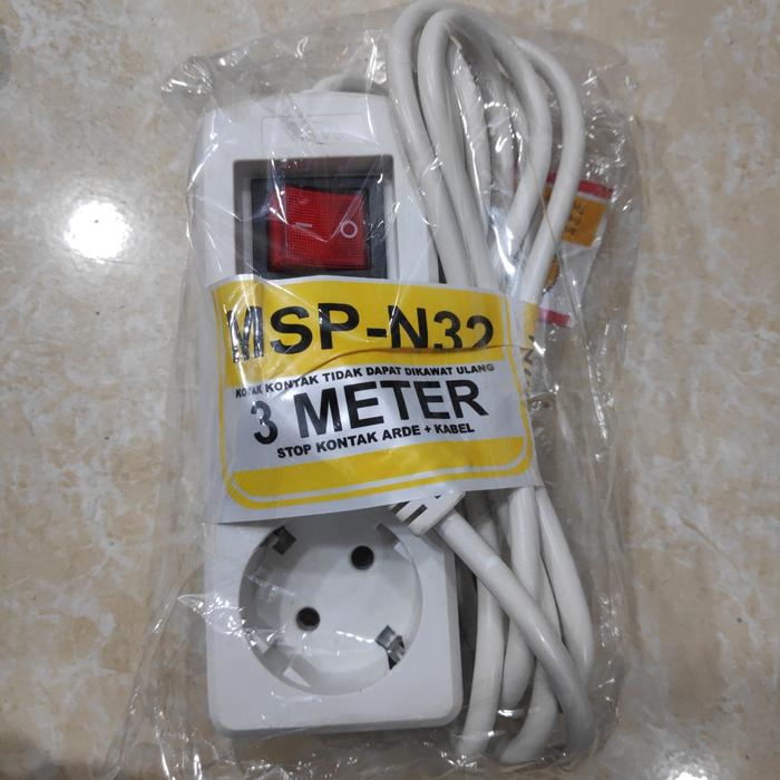 Gambar Stop Kontak Arde + Kabel 3 Meter - 4Lubang 3m dari Artomoro Listrik undefined 5 Tokopedia